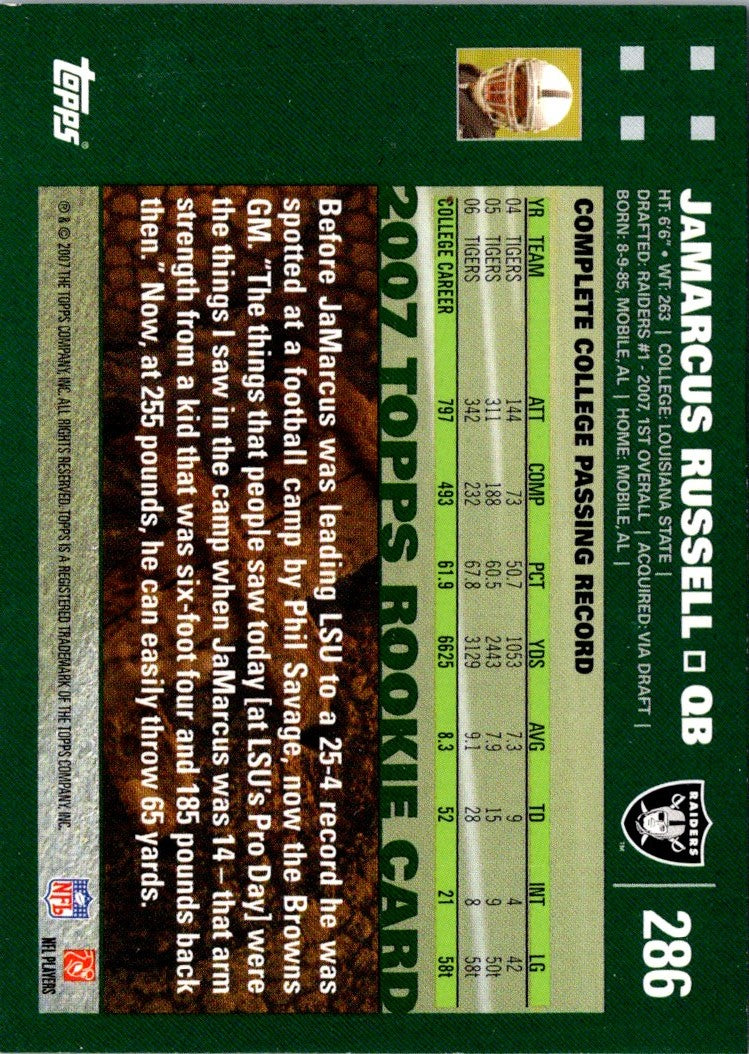 2007 Topps Jamarcus Russell