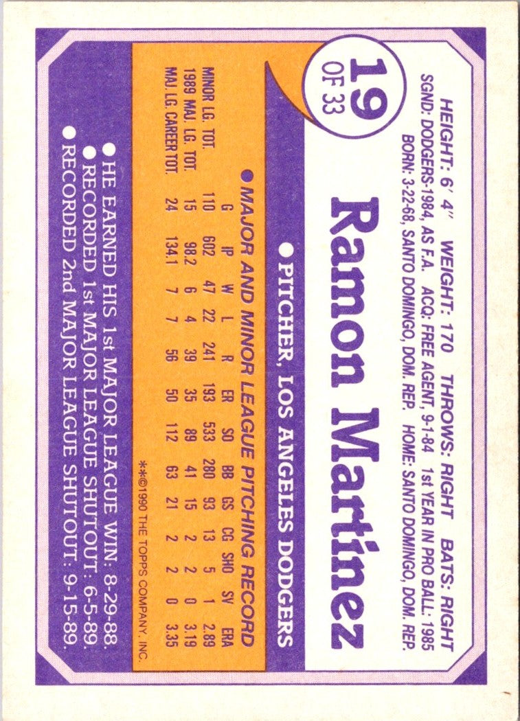 1990 Topps Toys'R'Us Rookies Ramon Martinez