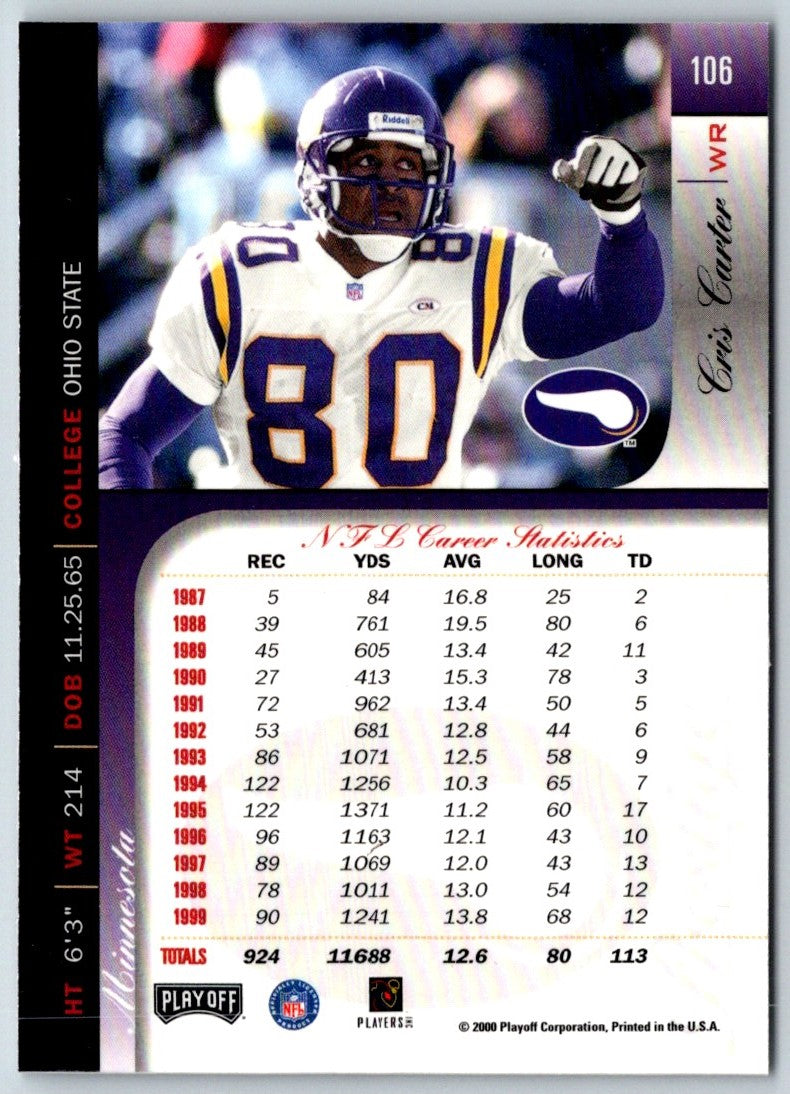 2000 Playoff Prestige Cris Carter