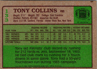 1984 Topps Patriots Team Leaders - Tony Collins #131 VG