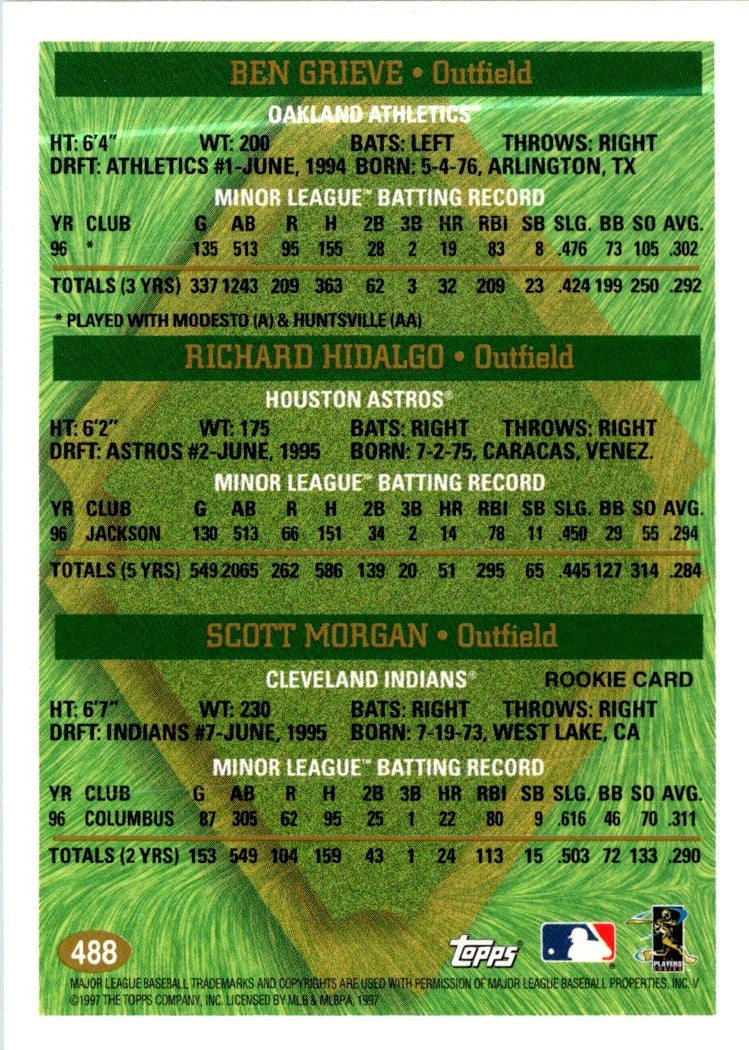 1997 Topps Ben Grieve/Richard Hidalgo/Scott Morgan