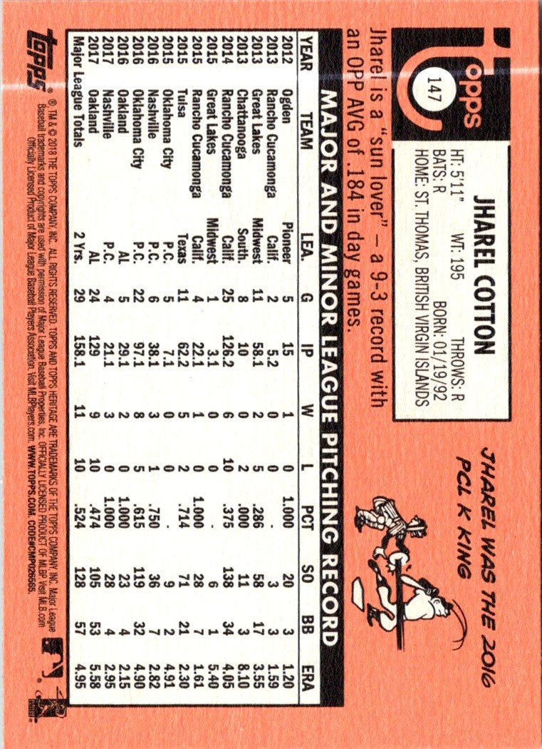 2018 Topps Heritage Jharel Cotton