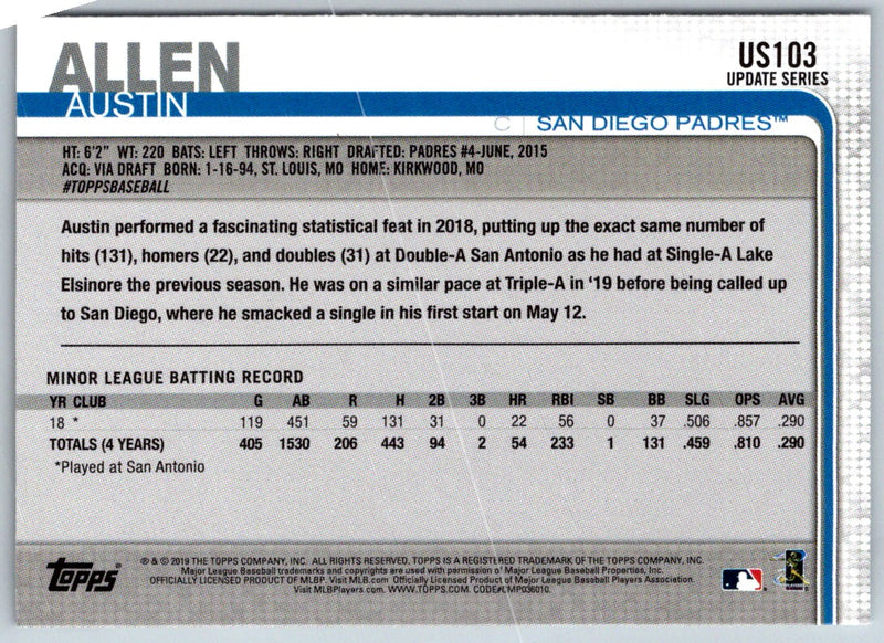 2019 Topps Update 150th Anniversary Austin Allen