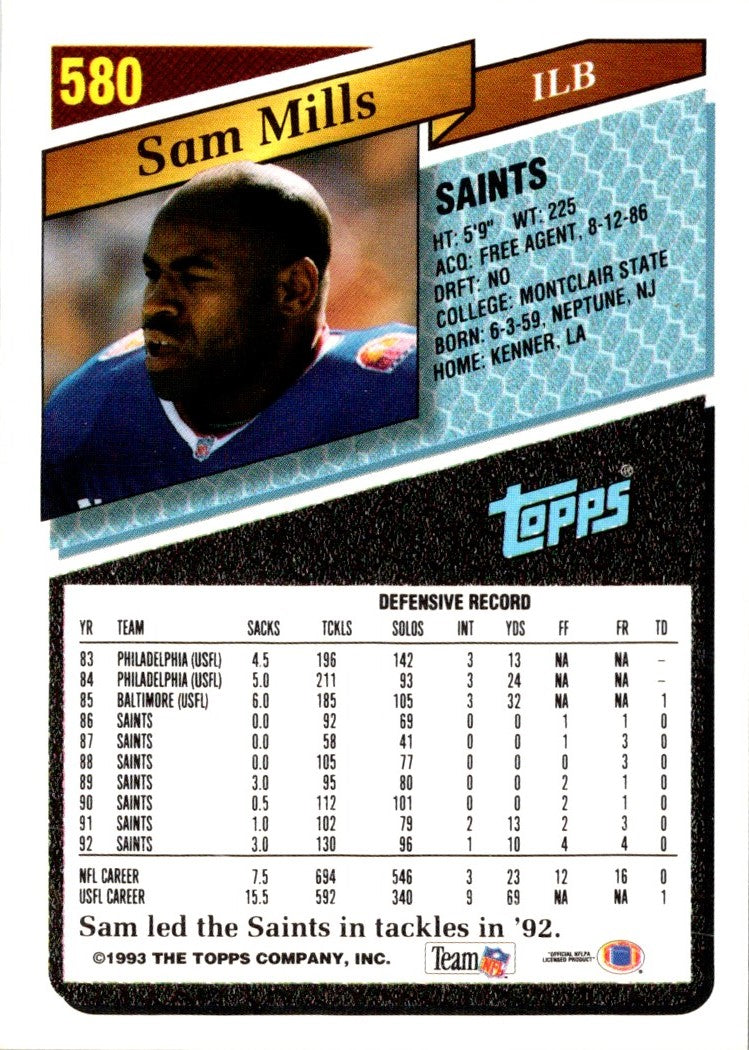 1993 Topps Gold Sam Mills