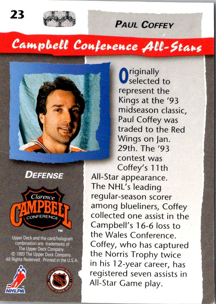 1992 Upper Deck All-Star Locker Series Paul Coffey