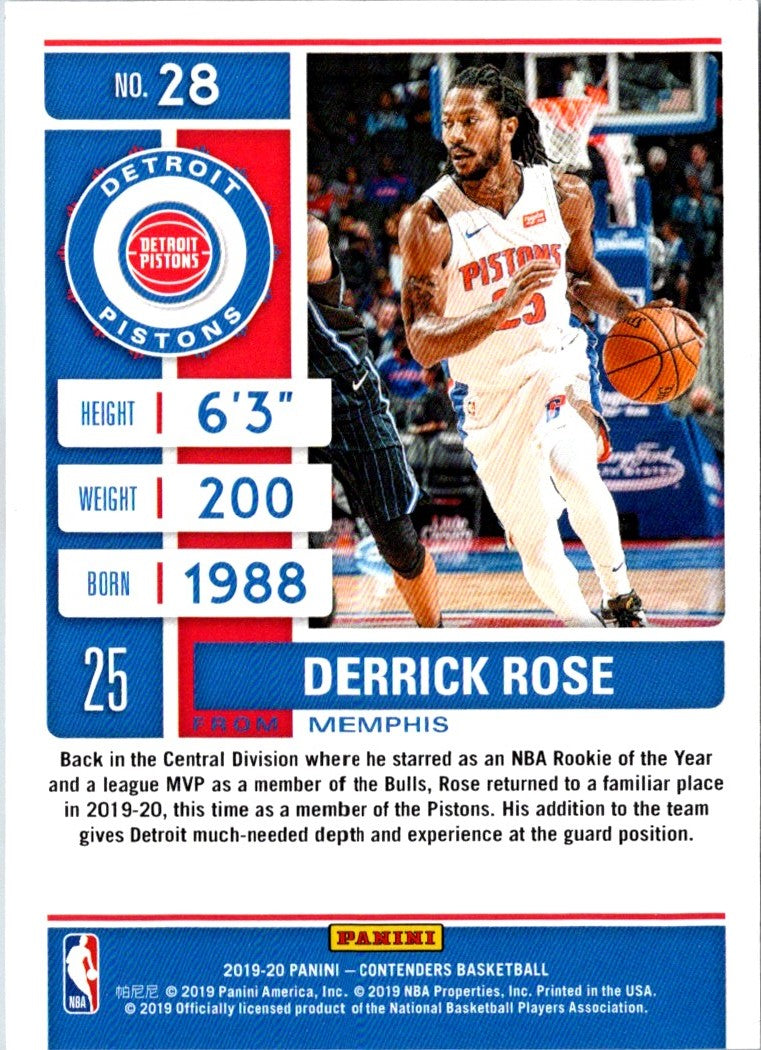 2019 Panini Contenders Derrick Rose