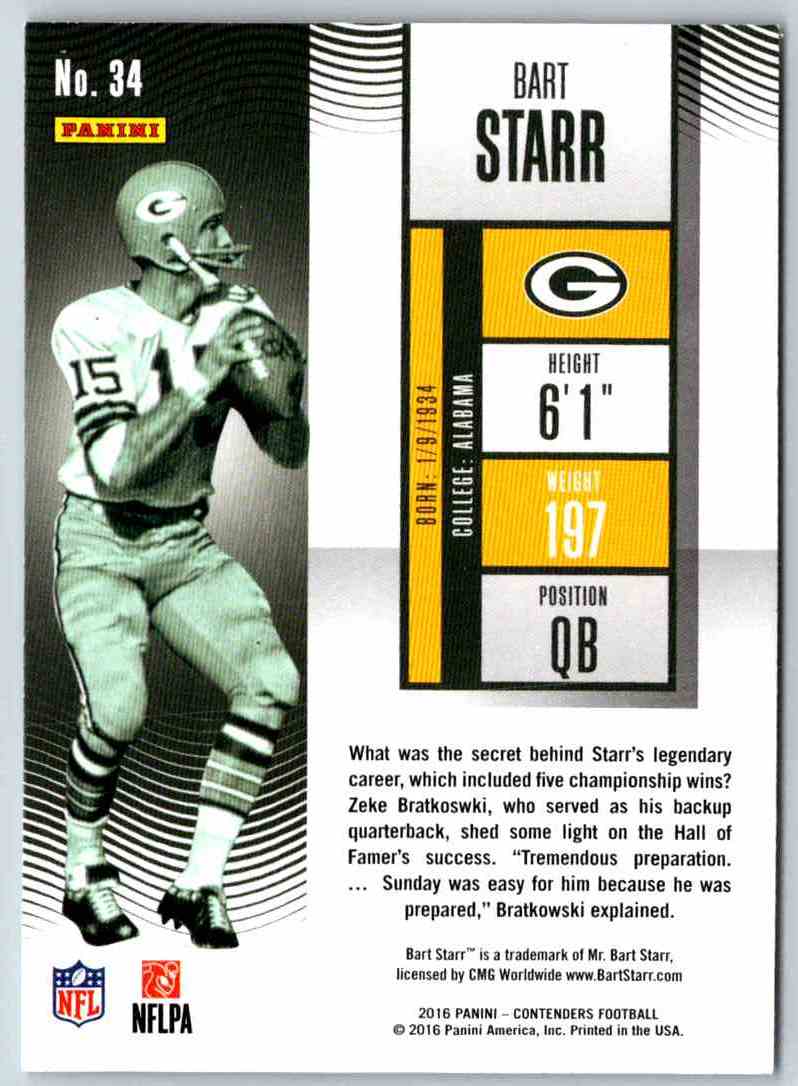 2016 Contenders Bart Starr