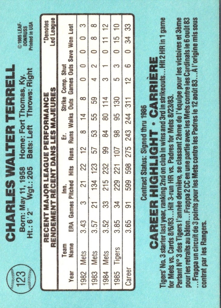 1986 Leaf Walt Terrell