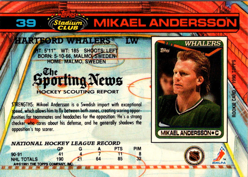 1991 Stadium Club Mikael Andersson