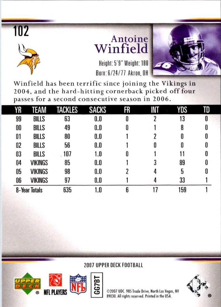 2007 Upper Deck Antoine Winfield