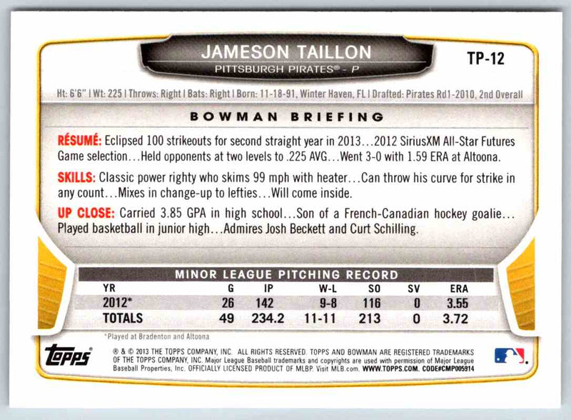 2013 Bowman Jameson Taillon