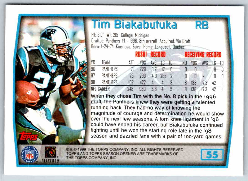 1999 Topps Tim Biakabutuka