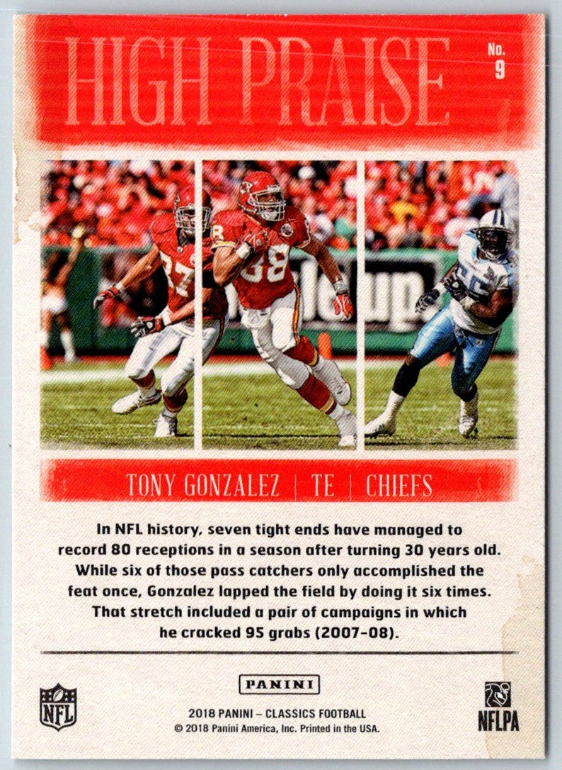 2018 Panini Classics High Praise Tony Gonzalez