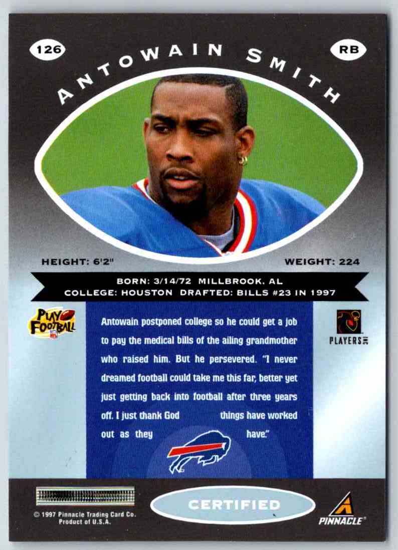 1997 Pinnacle Certified NFL Antowain Smith