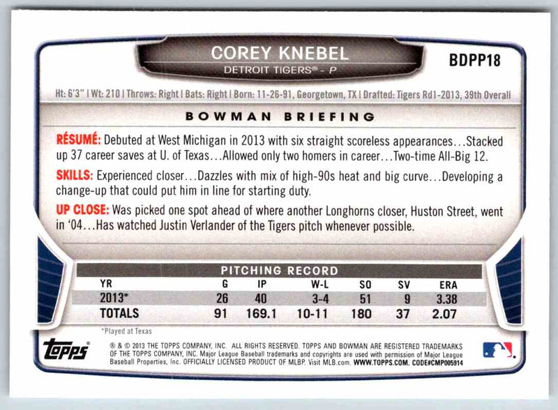 2014 Bowman Corey Knebel