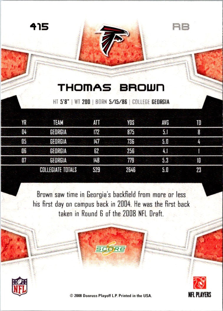 2008 Score Super Bowl XLIII Thomas Brown