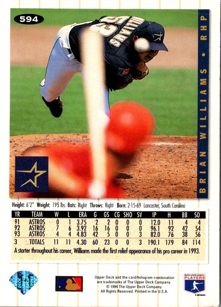1994 Collector's Choice Silver Signature Brian Williams