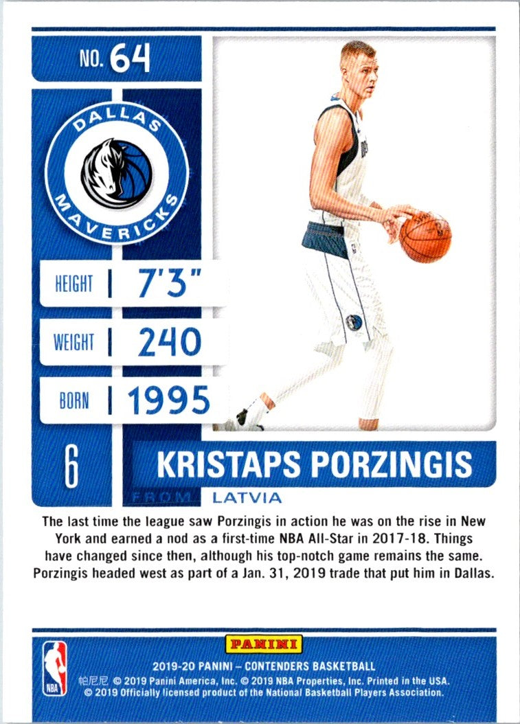 2019 Panini Contenders Kristaps Porzingis