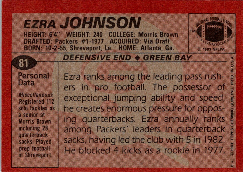 1983 Topps Ezra Johnson