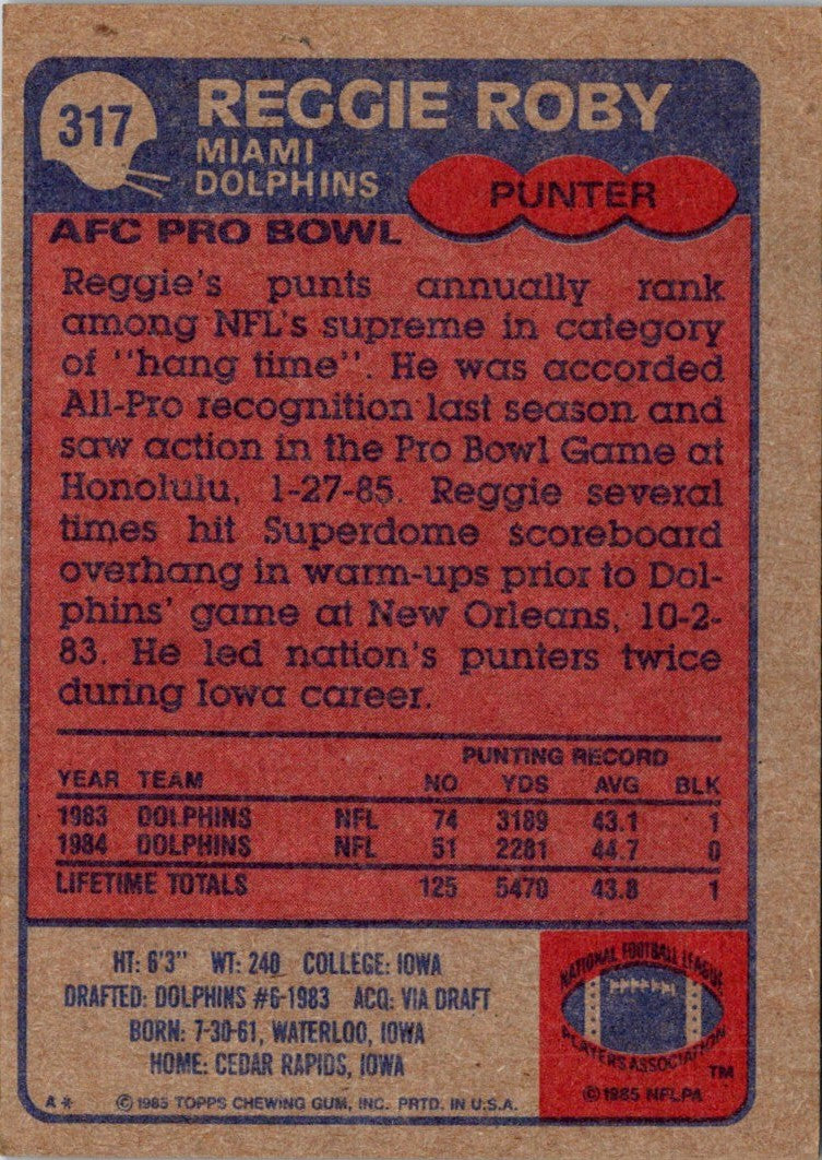 1985 Topps Reggie Roby