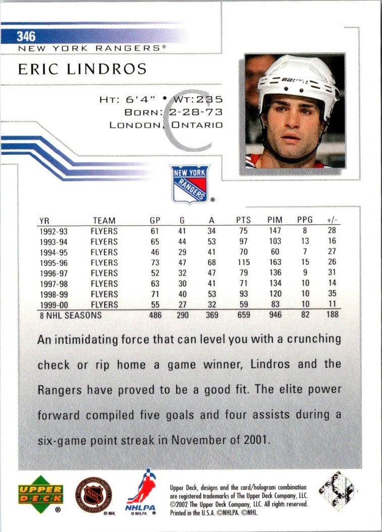 2001 Upper Deck Eric Lindros