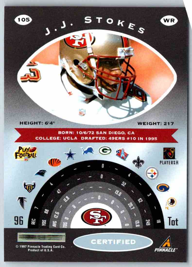 1997 Pinnacle Certified NFL J.J. Stokes