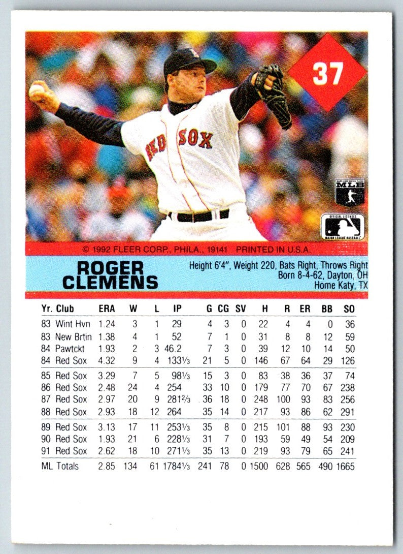 1992 Fleer Roger Clemens