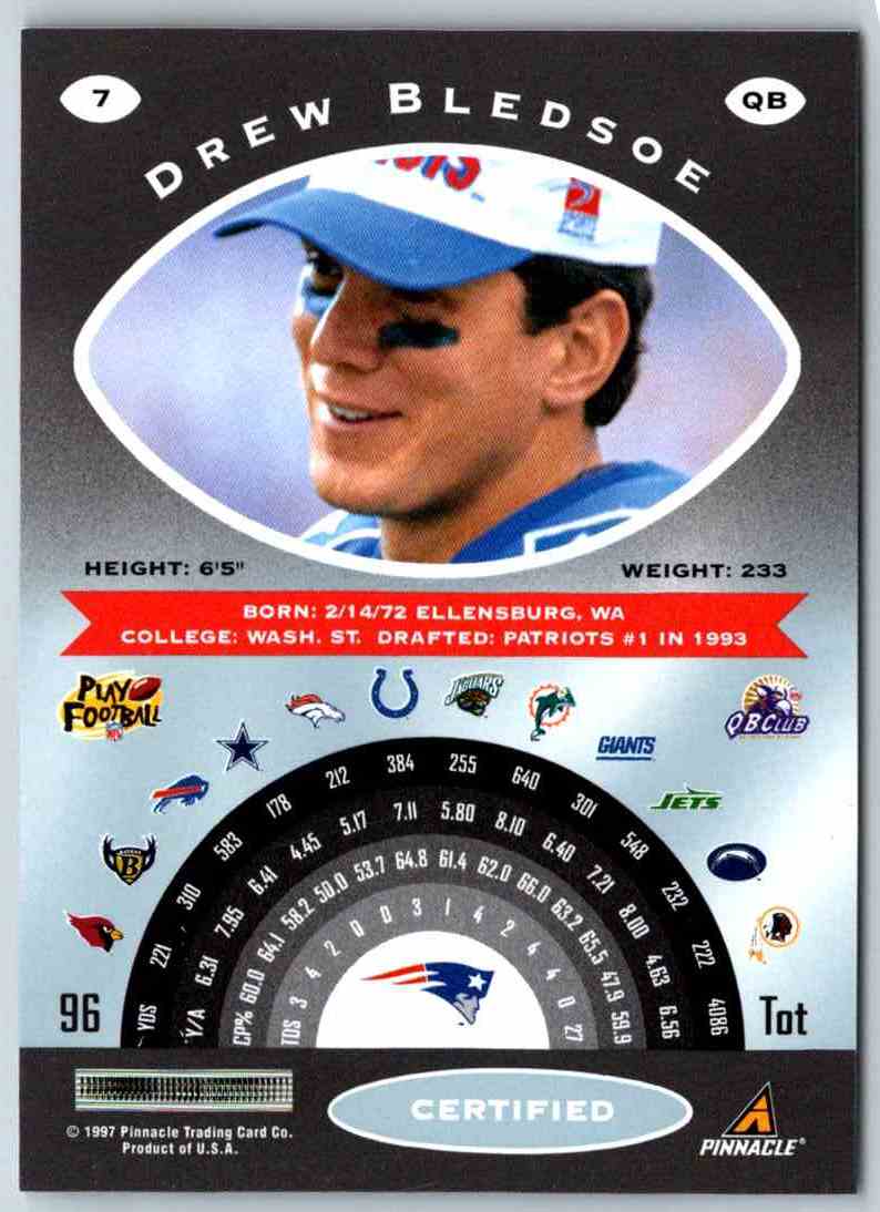 1997 Pinnacle Certified NFL Drew Bledsoe