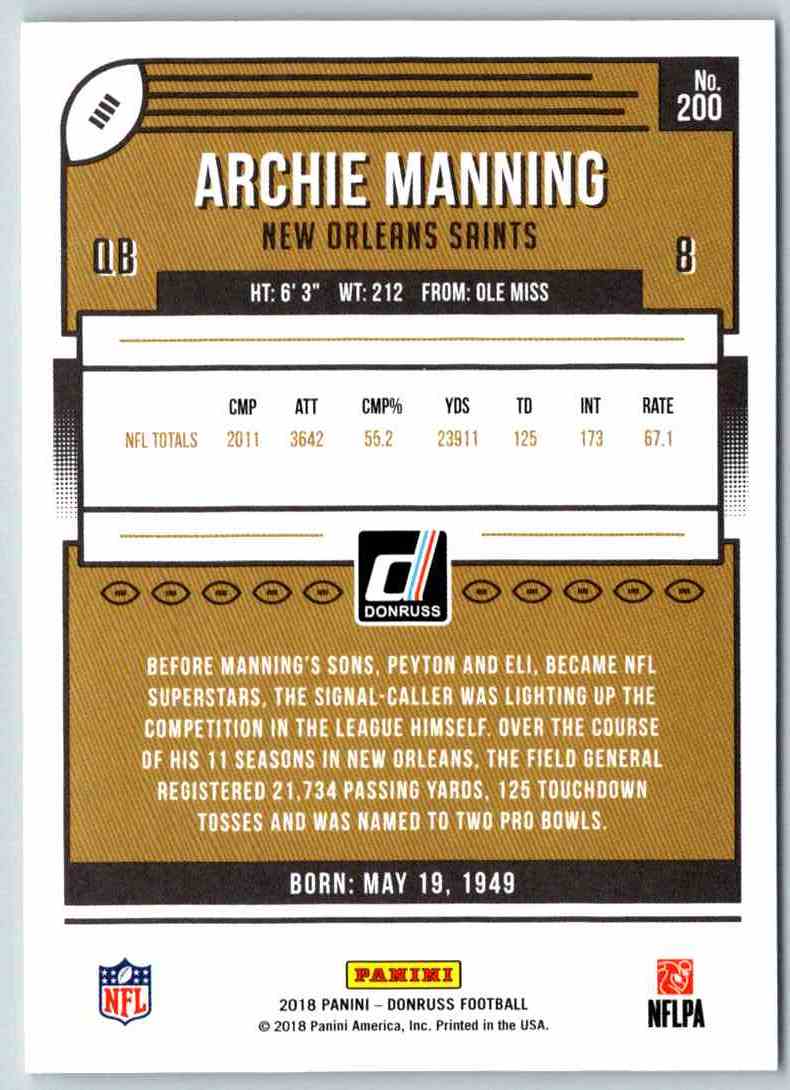 2018 Donruss Archie Manning