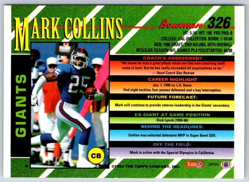 1993 Bowman Football Mark Collins