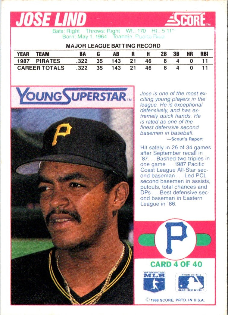 1988 Score Young Superstars II Jose Lind