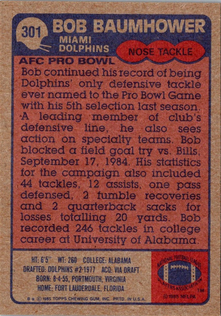 1985 Topps Bob Baumhower