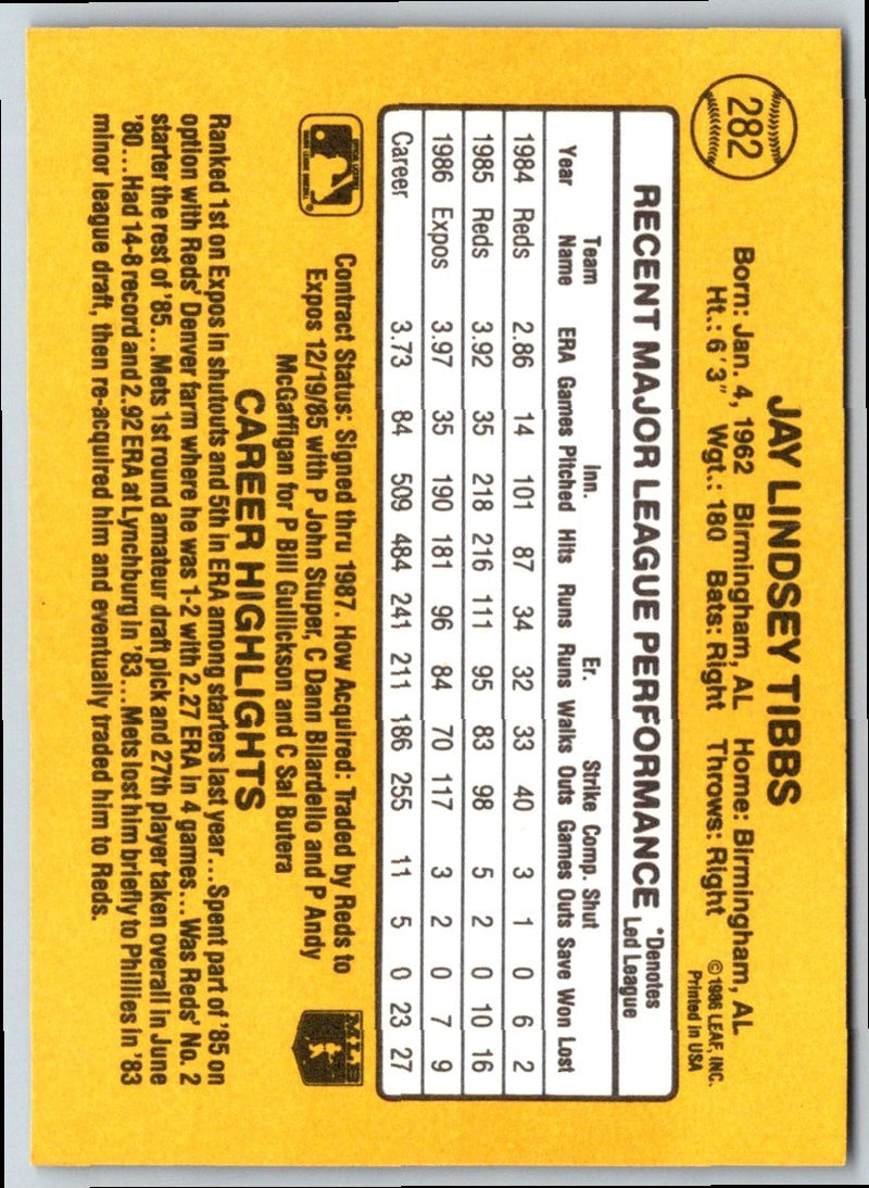1987 Donruss Jay Tibbs