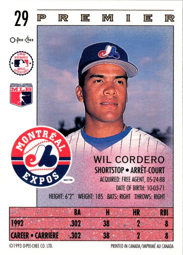 1993 Leaf Gold Rookies Wil Cordero