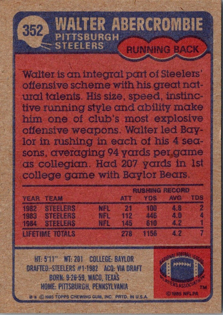 1985 Topps Walter Abercrombie