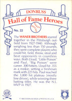 1983 Donruss Hall of Fame Heroes The Waner Brothers #22