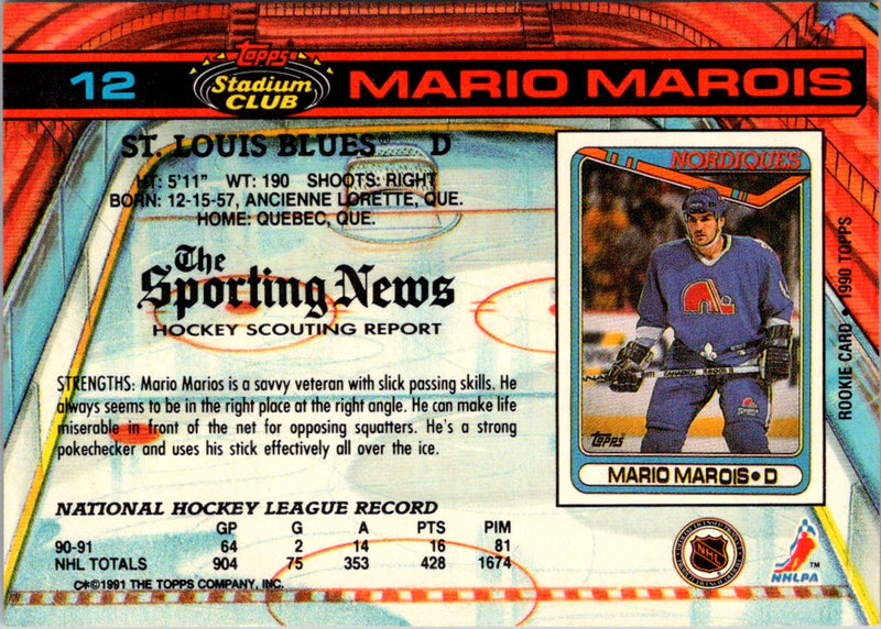 1991 Stadium Club Mario Marois