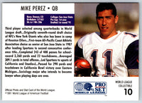 1991 Pro Set WLAF Inserts Mike Perez #10