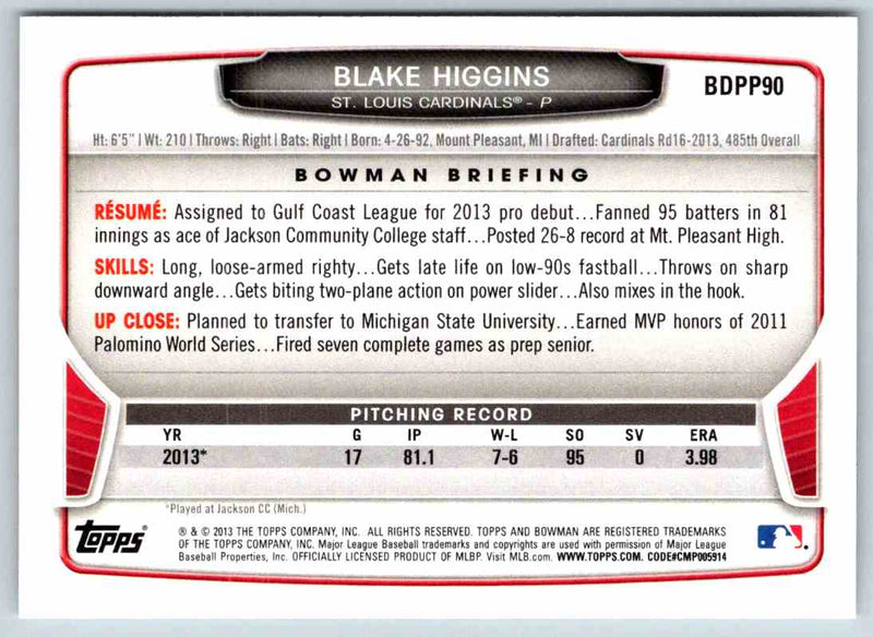 2014 Bowman Blake Higgins