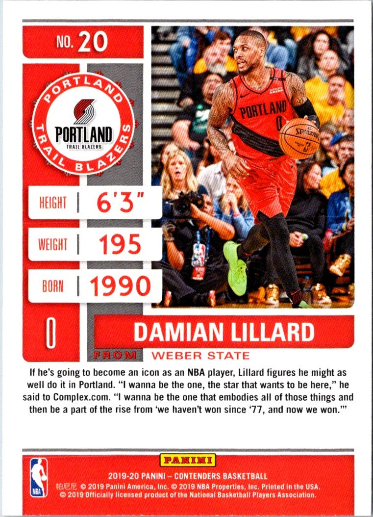 2019 Panini Contenders Damian Lillard