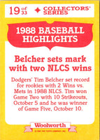 1989 Topps Woolworth Baseball Highlights Tim Belcher #19