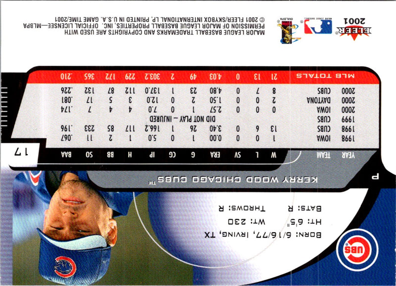 2001 Fleer Game Time Kerry Wood