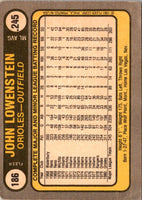 1981 Fleer John Lowenstein #186