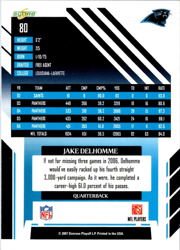 2007 Score Jake Delhomme