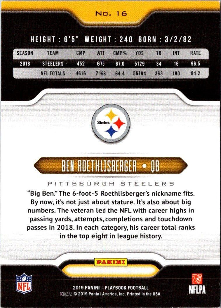 2019 Panini Playbook Ben Roethlisberger