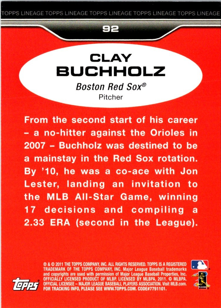 2011 Topps Lineage Clay Buchholz