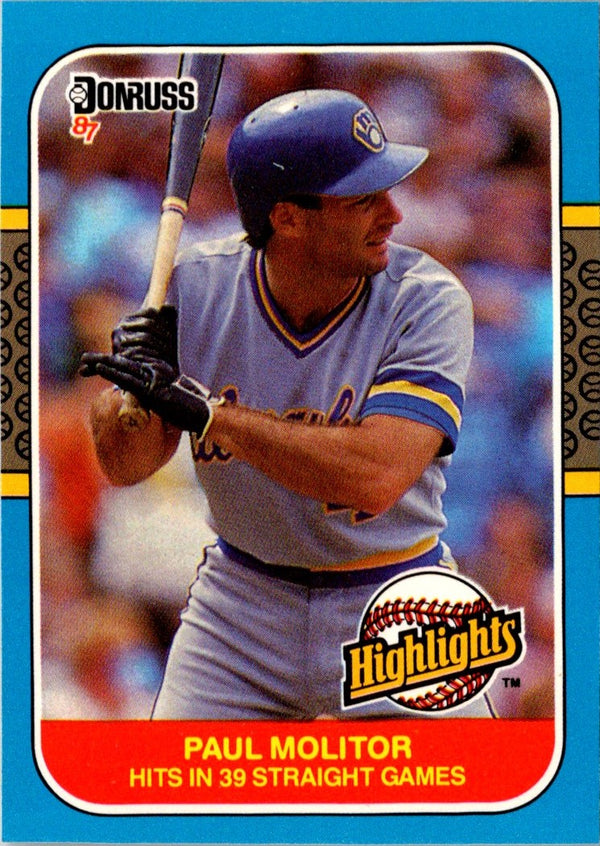1987 Donruss Highlights Paul Molitor #29