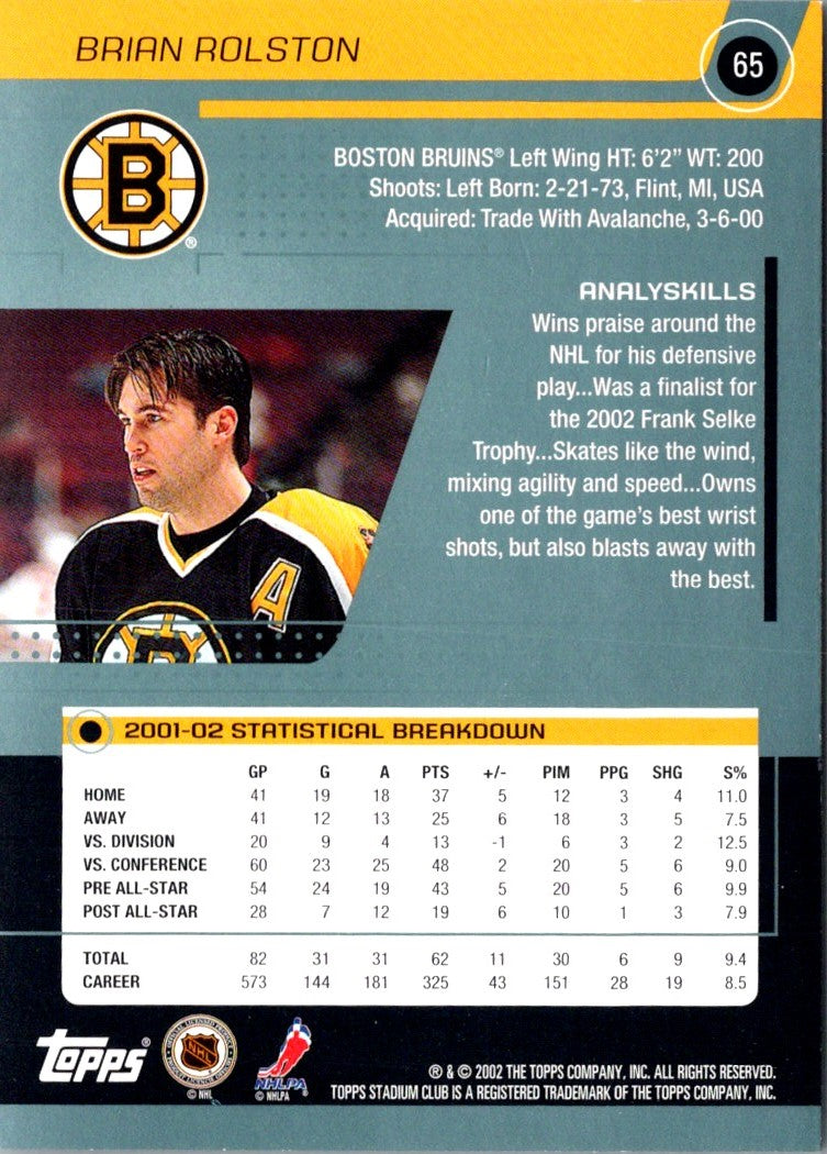 2002 Stadium Club Brian Rolston
