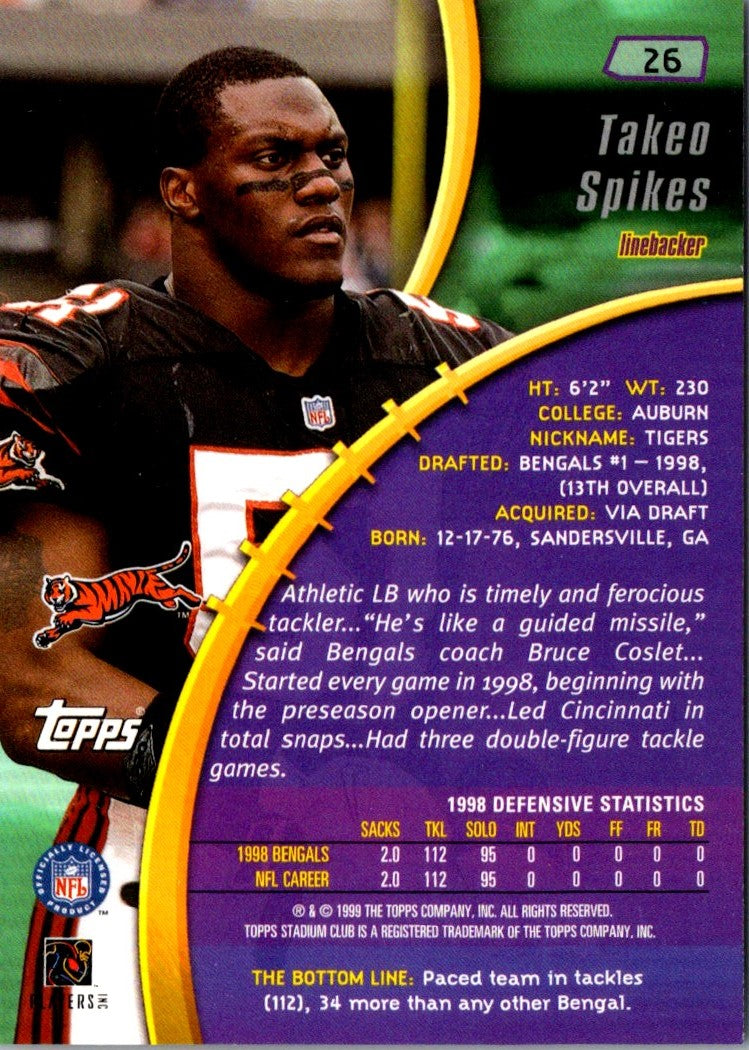 1999 Stadium Club Takeo Spikes