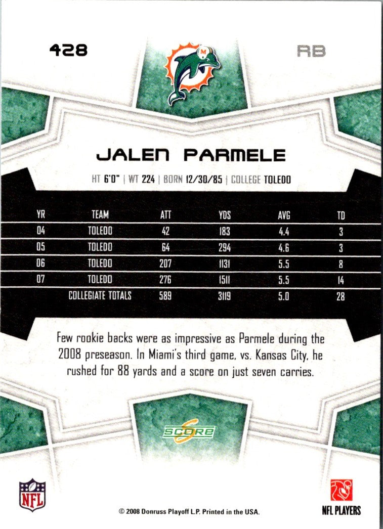 2008 Score Super Bowl XLIII Jalen Parmele